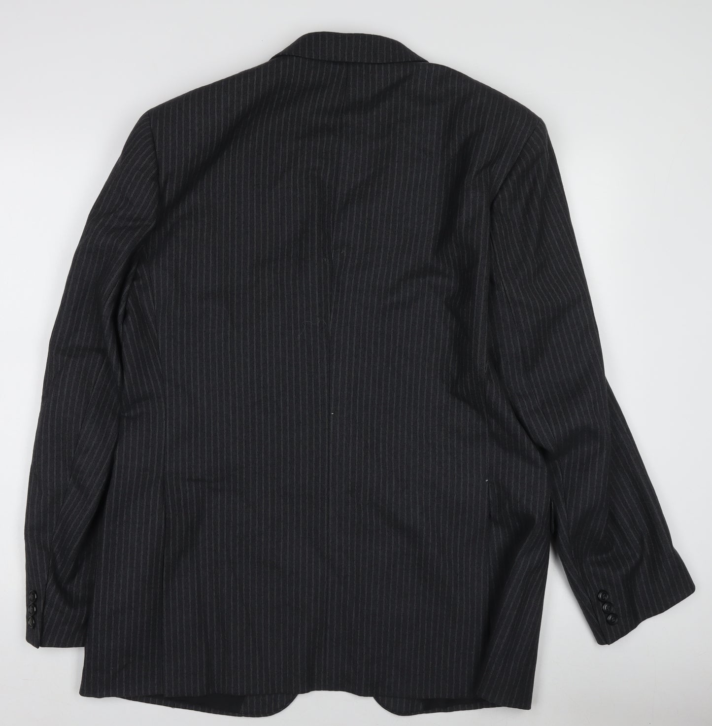 Men's Black Pinstripe Pure Wool Blazer Jacket - 40 Regular Fit