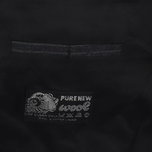 Men's Black Pinstripe Pure Wool Blazer Jacket - 40 Regular Fit