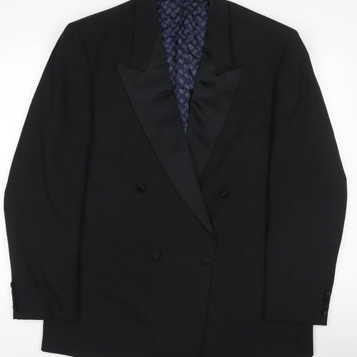 Trevira Men’s Black Double-Breasted Peak Lapel 42L Wool Blend Tuxedo Jacket
