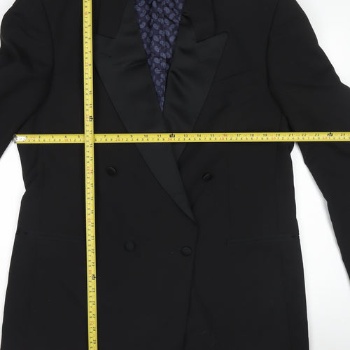 Trevira Men’s Black Double-Breasted Peak Lapel 42L Wool Blend Tuxedo Jacket