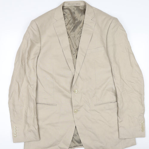 Blazer Men’s Beige Linen Single-Breasted Suit Jacket 38R Classic Fit