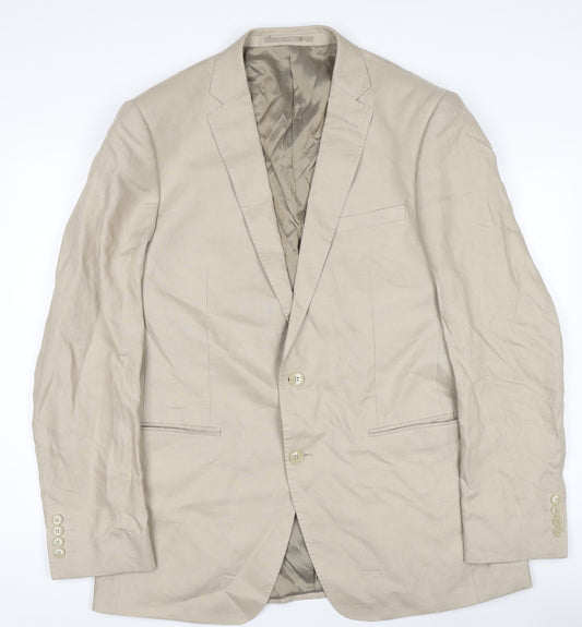 Blazer Men’s Beige Linen Single-Breasted Suit Jacket 38R Classic Fit