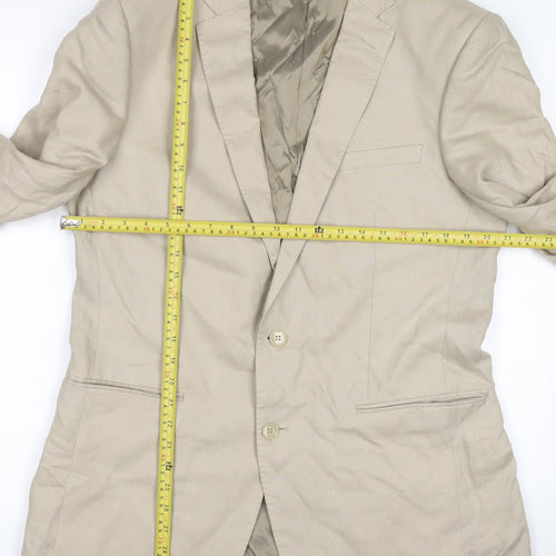 Blazer Men’s Beige Linen Single-Breasted Suit Jacket 38R Classic Fit
