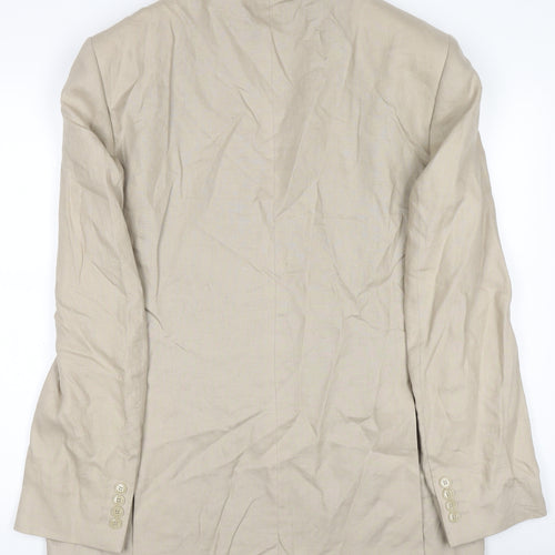 Blazer Men’s Beige Linen Single-Breasted Suit Jacket 38R Classic Fit