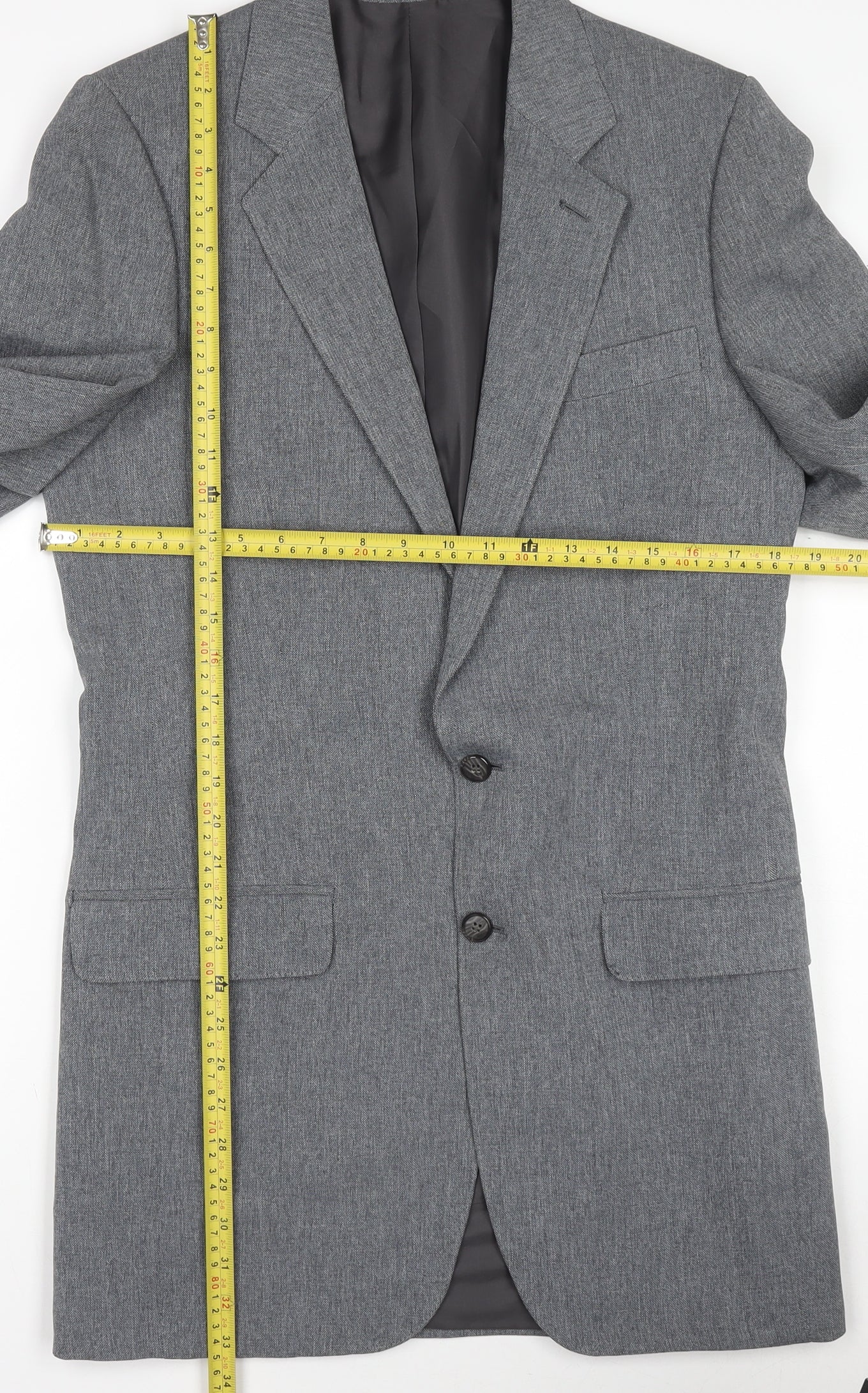 High & Mighty Men's Grey Regular Fit Blazer Jacket Size 34 Big & Tall