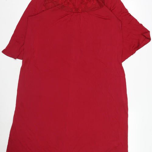 Mewa Women Red Size 16 Chemise Nightshirt 3/4 Sleeve Viscose