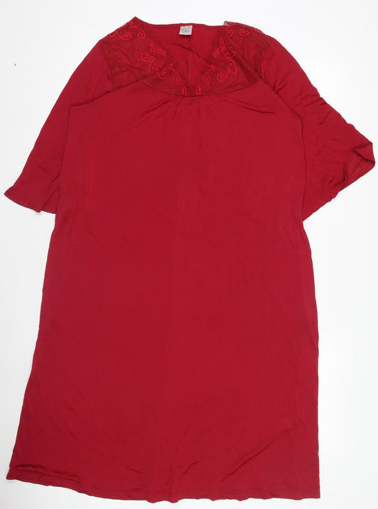 Mewa Women Red Size 16 Chemise Nightshirt 3/4 Sleeve Viscose