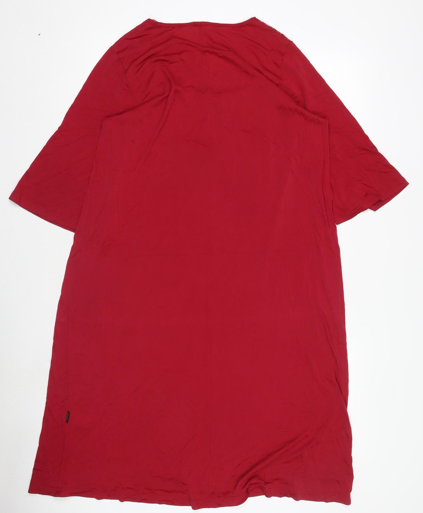 Mewa Women Red Size 16 Chemise Nightshirt 3/4 Sleeve Viscose