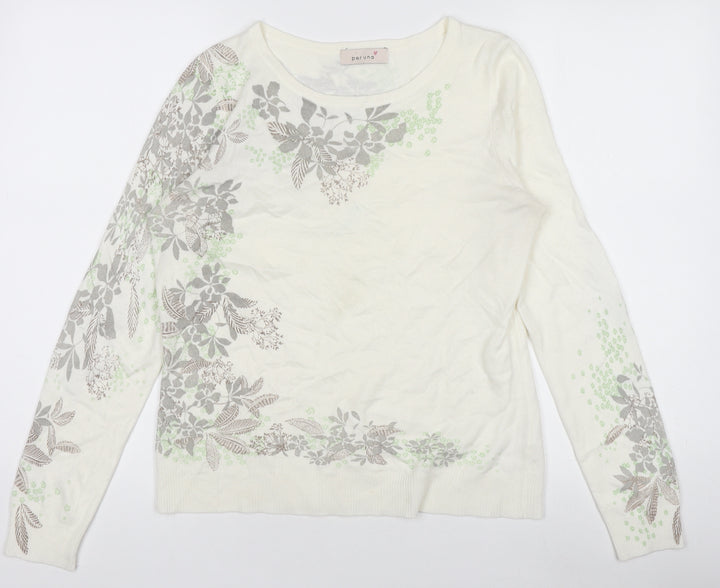 Marks and Spencer Per Una Women’s Ivory Floral Acrylic Jumper M