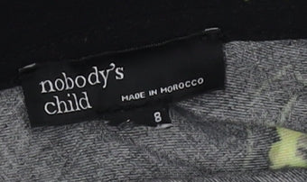 Nobody’s Child Women’s Black Floral Jumpsuit Size 8 Short Sleeve Wide-Leg