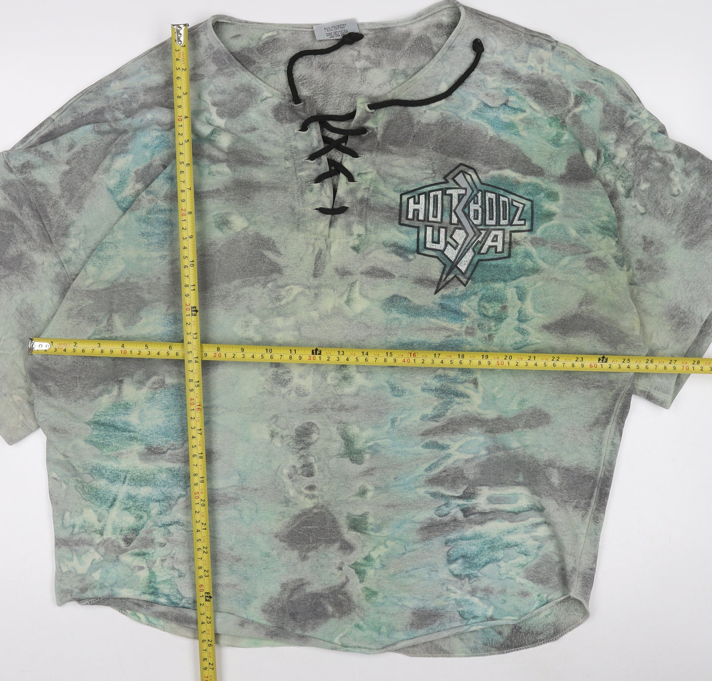 HotBodz USA Men’s Multicoloured Oversized Tie-Dye Lace V-Neck T-Shirt XL
