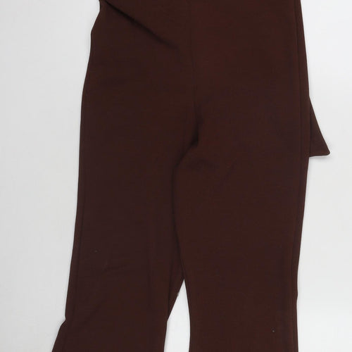 PrettyLittleThing Petite Brown Halterneck Flared Jumpsuit UK 6 Polyester Blend