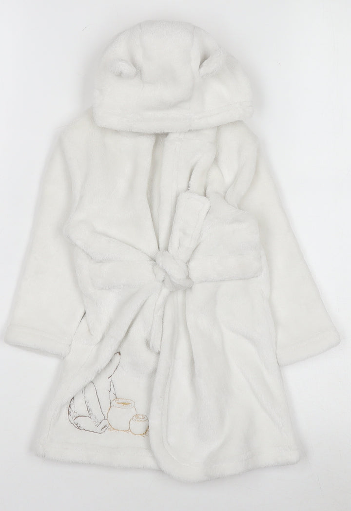 Tu Disney Classic Pooh White Fleece Hooded Baby Robe 9-12 Months