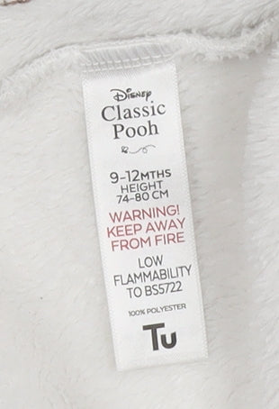 Tu Disney Classic Pooh White Fleece Hooded Baby Robe 9-12 Months