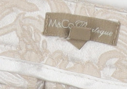 M&Co Boutique Women's Beige Floral Tapered Trousers Size 16
