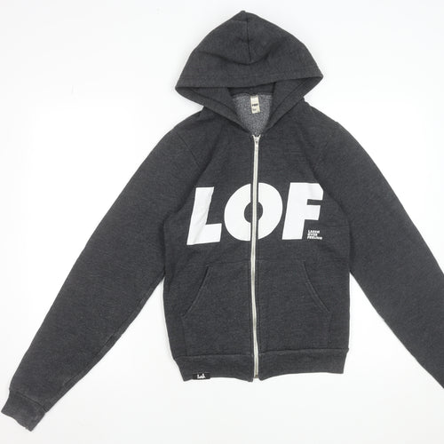 American Apparel Women Dark Grey Full Zip Hoodie XS Cotton Blend