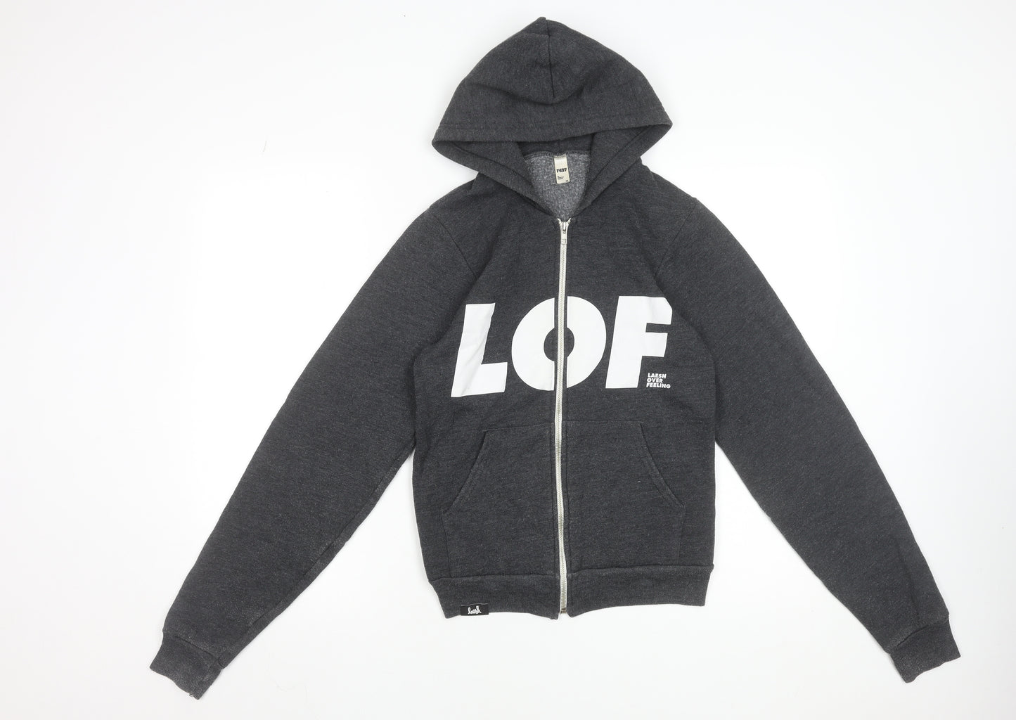 American Apparel Women Dark Grey Full Zip Hoodie XS Cotton Blend