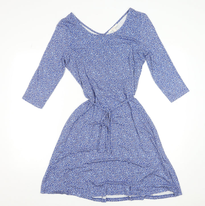 Esprit Women Blue Floral Fit & Flare Knee Length Dress L