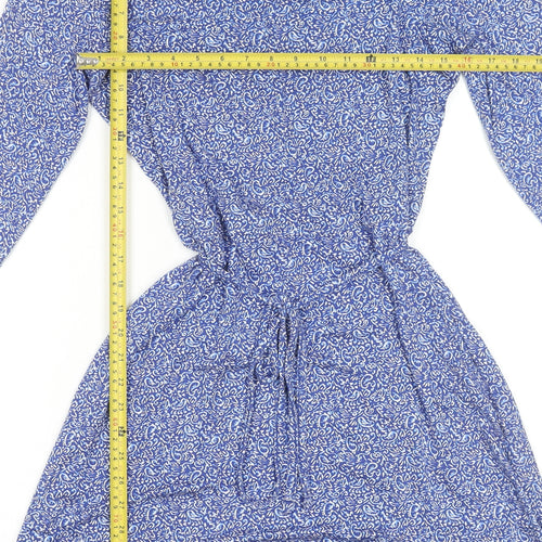 Esprit Women Blue Floral Fit & Flare Knee Length Dress L