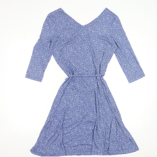 Esprit Women Blue Floral Fit & Flare Knee Length Dress L