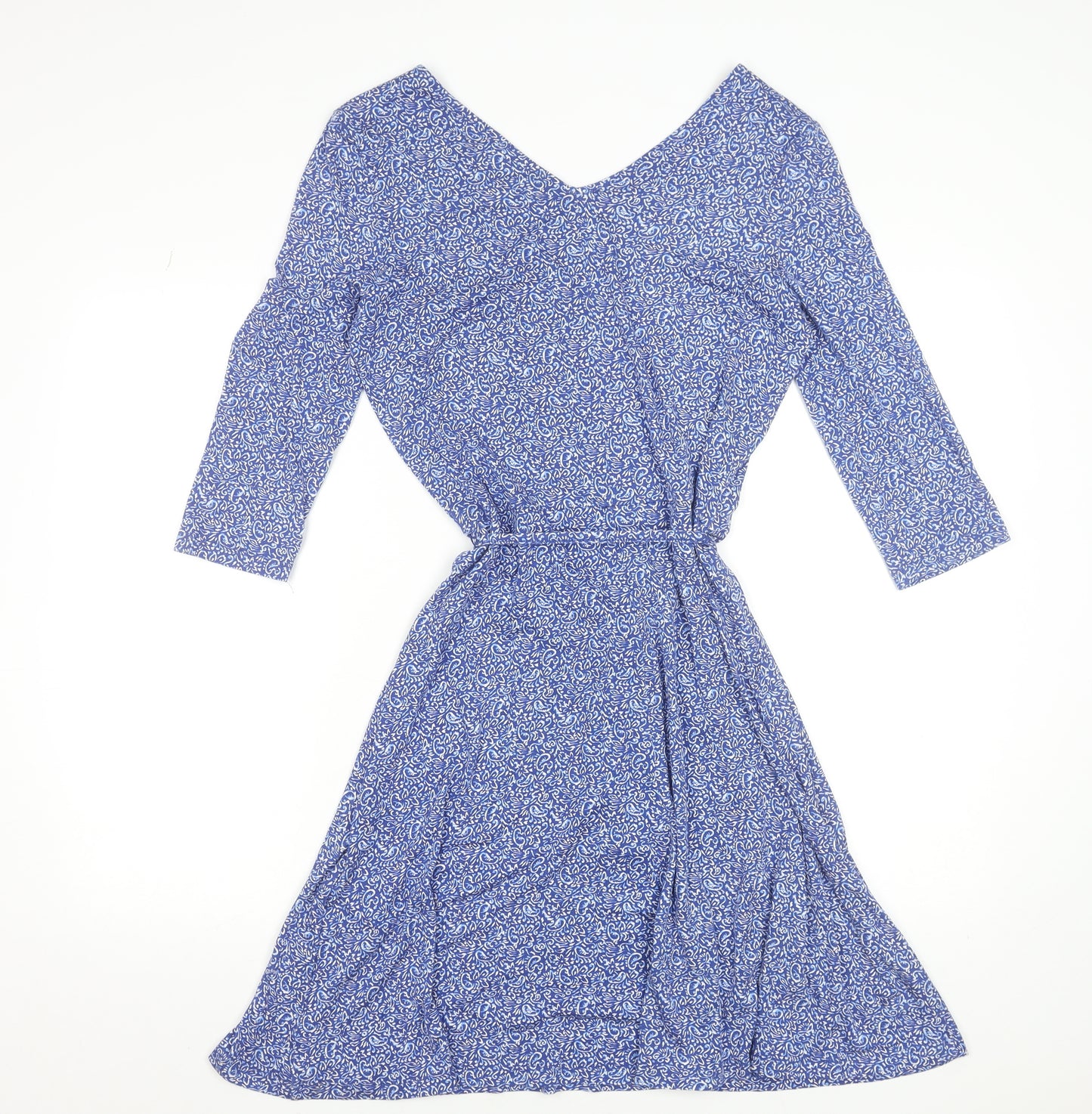 Esprit Women Blue Floral Fit & Flare Knee Length Dress L