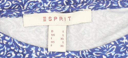 Esprit Women Blue Floral Fit & Flare Knee Length Dress L