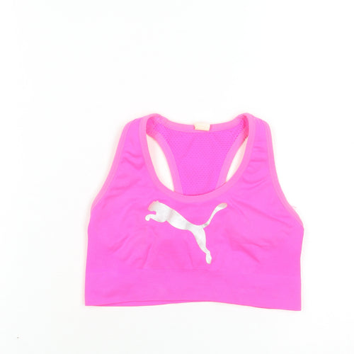 Puma Womens Pink Racerback Slim Fit Sports Bra Top Size S