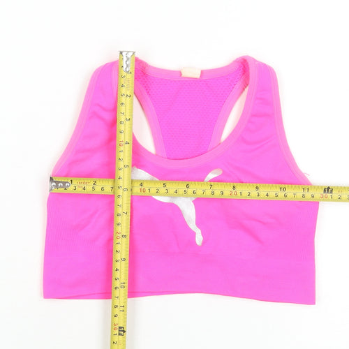 Puma Womens Pink Racerback Slim Fit Sports Bra Top Size S