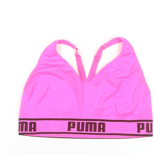 PUMA Womens Pink Racerback Sports Bra Large Nylon Blend