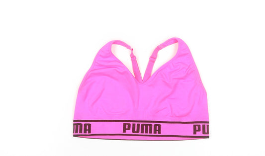 PUMA Womens Pink Racerback Sports Bra Large Nylon Blend