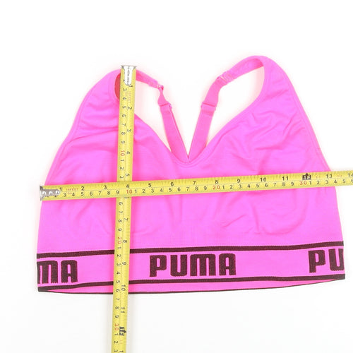 PUMA Womens Pink Racerback Sports Bra Large Nylon Blend