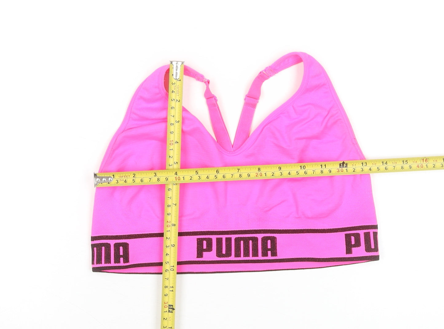 PUMA Womens Pink Racerback Sports Bra Large Nylon Blend