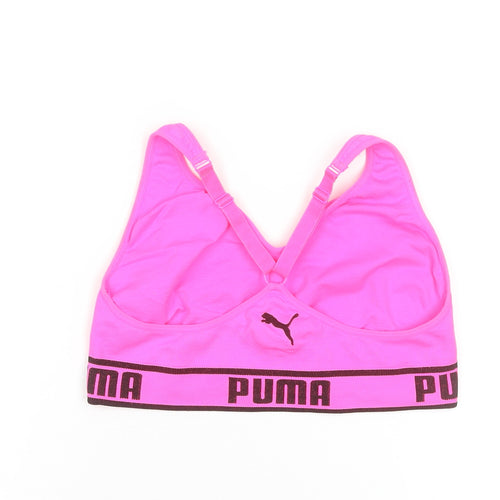 PUMA Womens Pink Racerback Sports Bra Large Nylon Blend