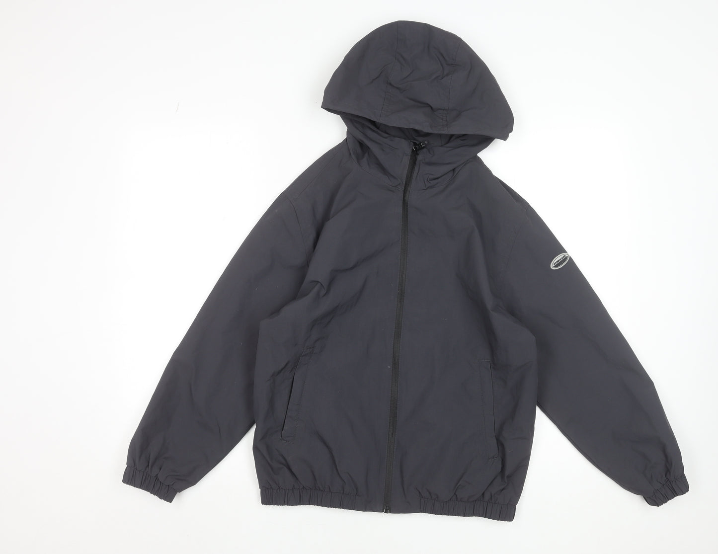 Zara Boys Grey Hooded Windbreaker Jacket 11-12 Years Full Zip Lightweight