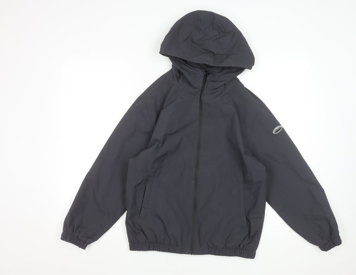Zara Boys Grey Hooded Windbreaker Jacket 11-12 Years Full Zip Lightweight
