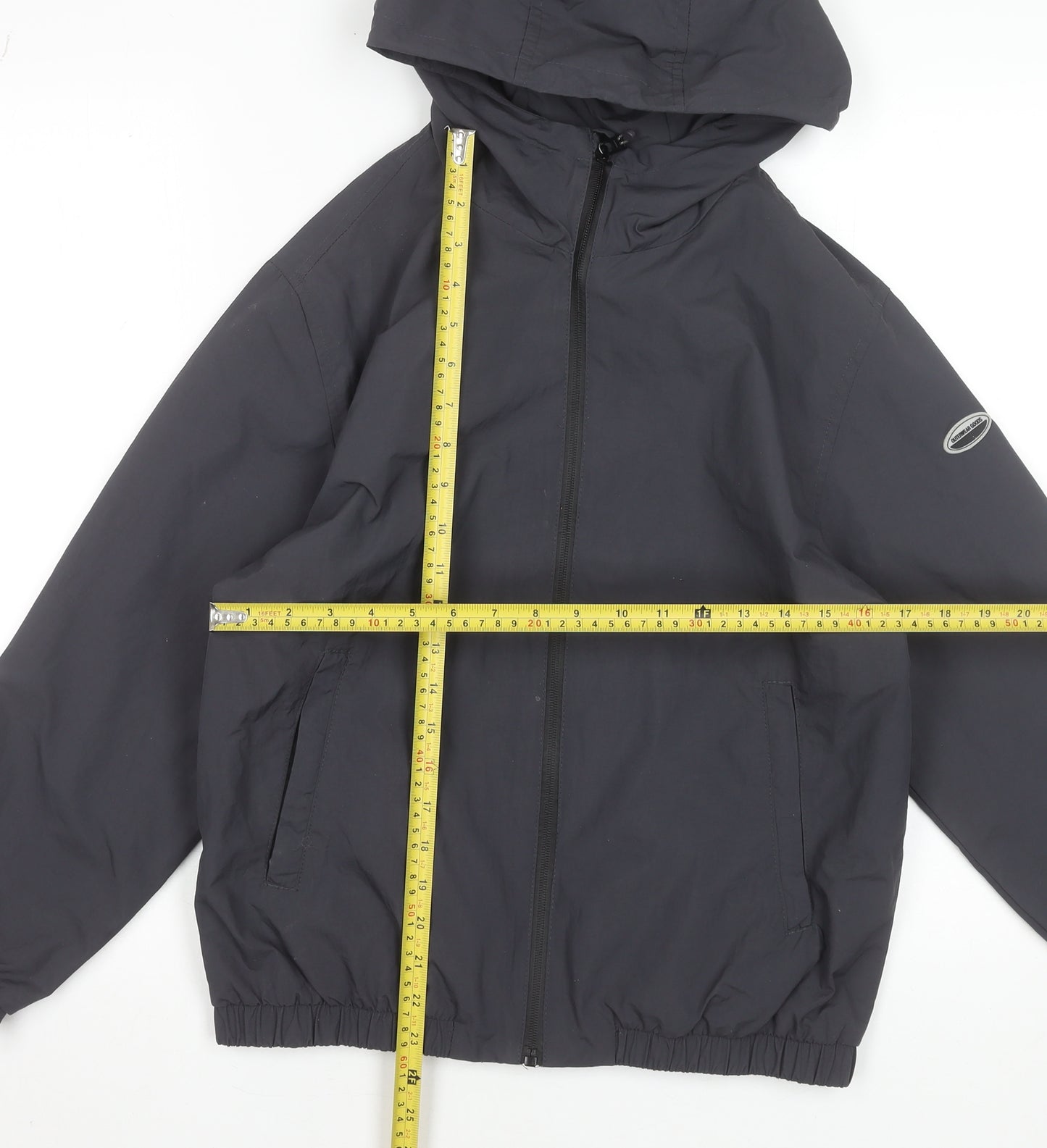 Zara Boys Grey Hooded Windbreaker Jacket 11-12 Years Full Zip Lightweight