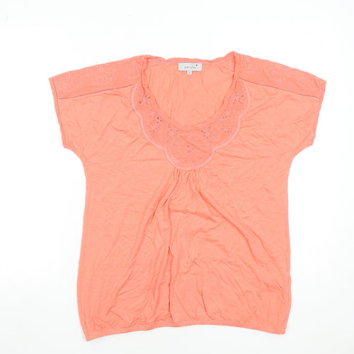 Per Una Women’s Orange Embroidered Scoop Neck T-Shirt Size 12