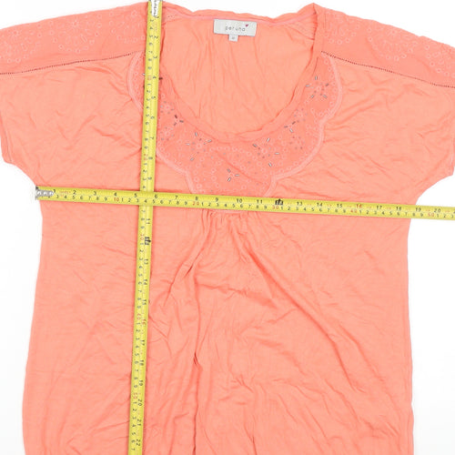 Per Una Women’s Orange Embroidered Scoop Neck T-Shirt Size 12