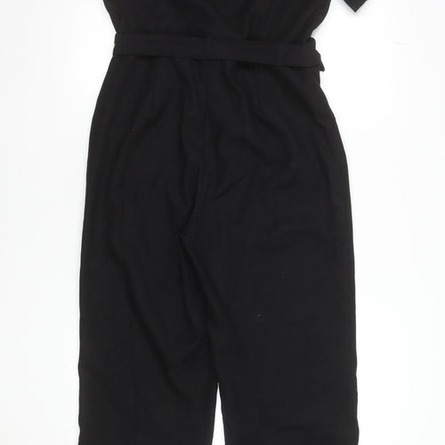 Lola May Women's Black Short Sleeve Collared Belted Jumpsuit UK 12
