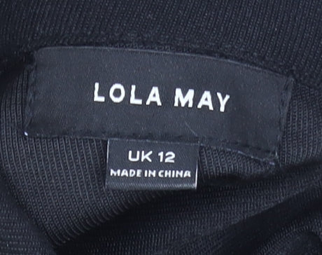 Lola May Women's Black Short Sleeve Collared Belted Jumpsuit UK 12