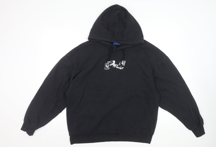 Jack & Jones Men's Black Graphic Pullover Hoodie L Regular Fit