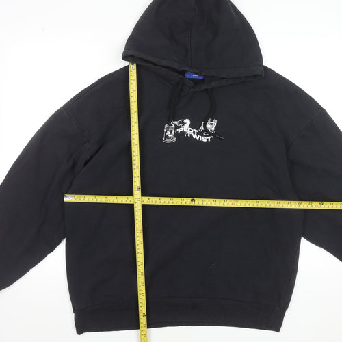 Jack & Jones Men's Black Graphic Pullover Hoodie L Regular Fit