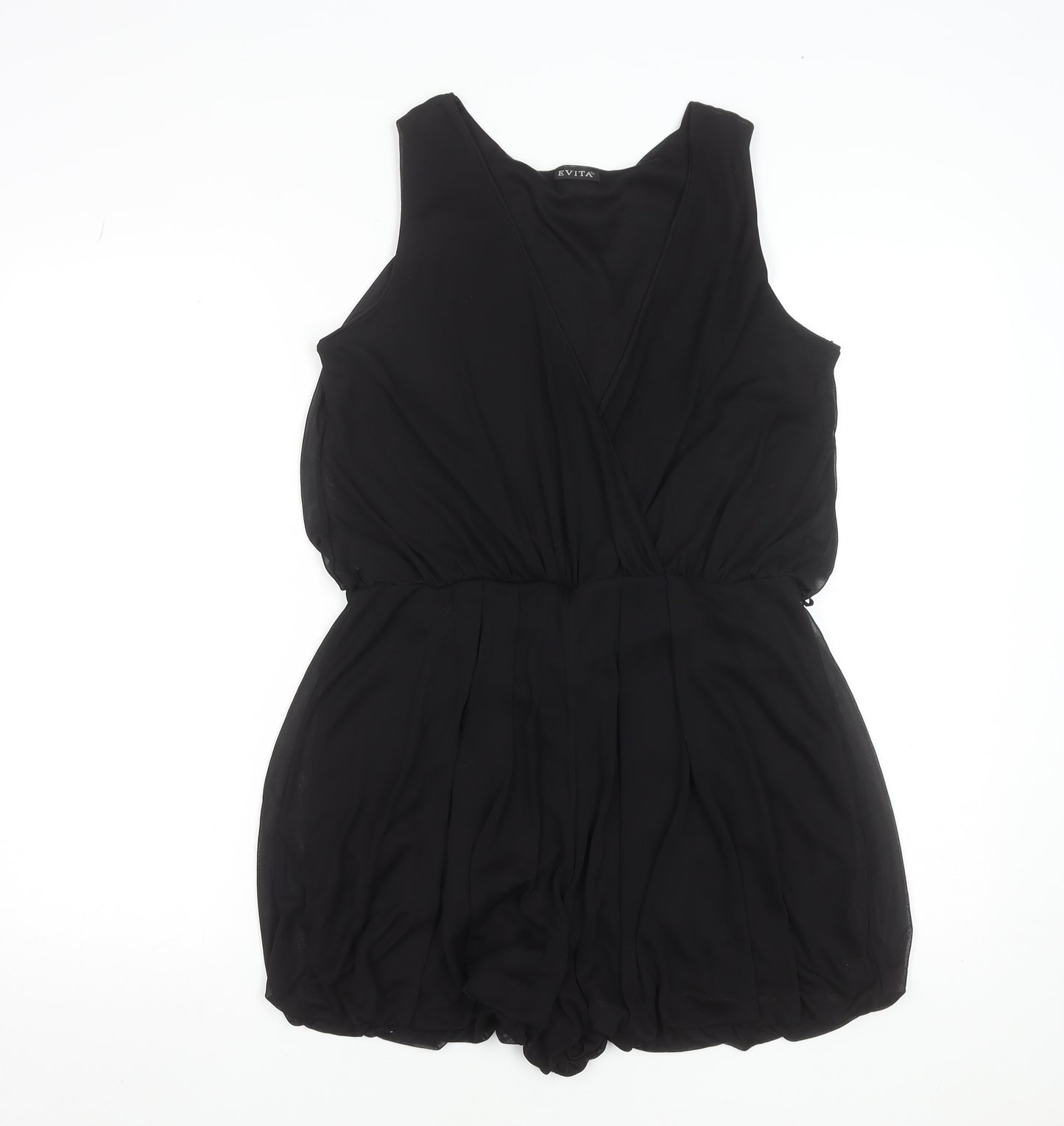 Evita Women’s Black Size 12 Sleeveless Chiffon Playsuit