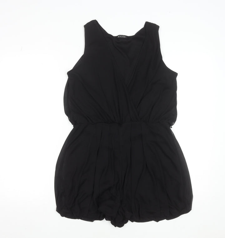 Evita Women’s Black Size 12 Sleeveless Chiffon Playsuit