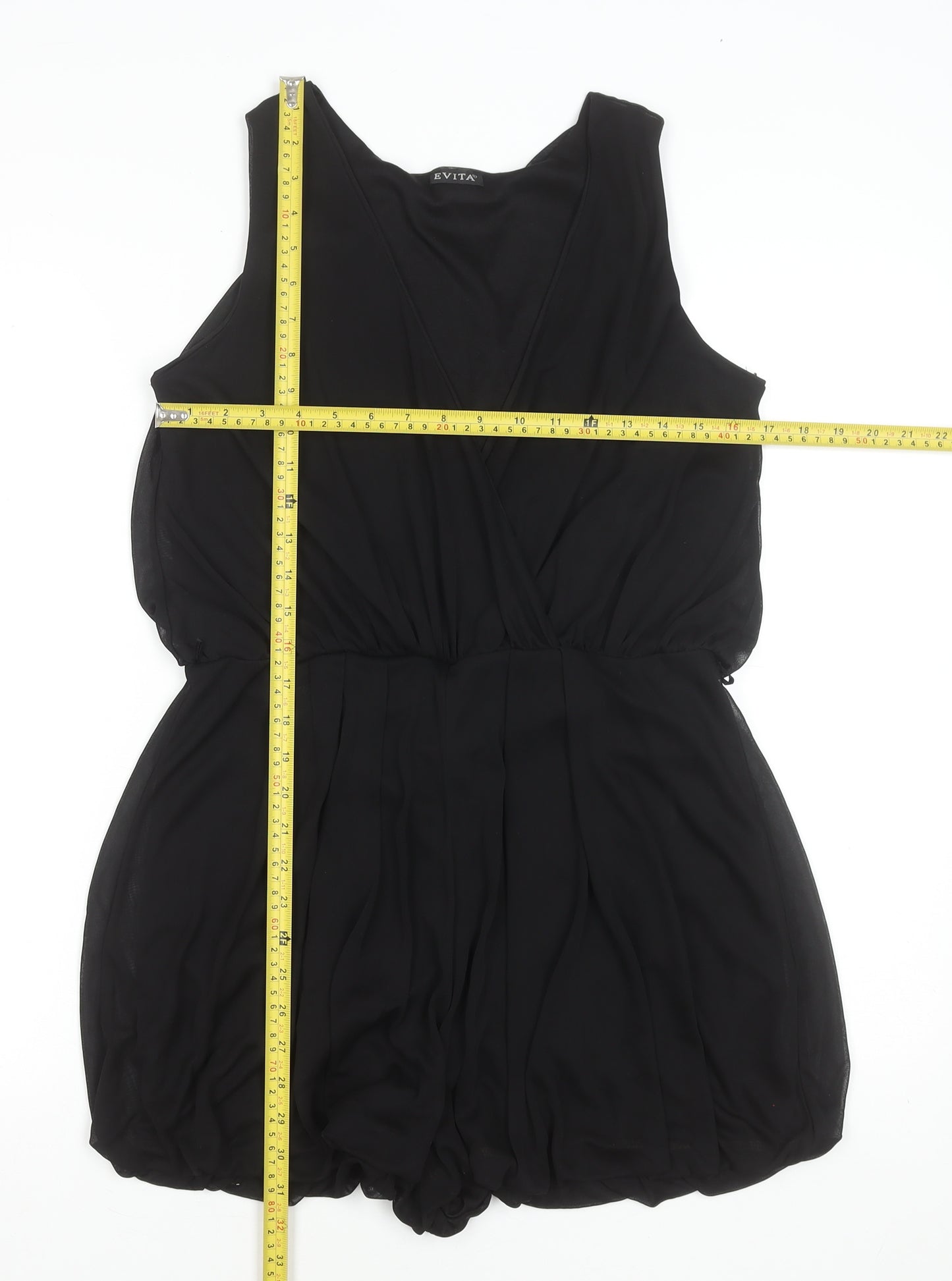 Evita Women’s Black Size 12 Sleeveless Chiffon Playsuit