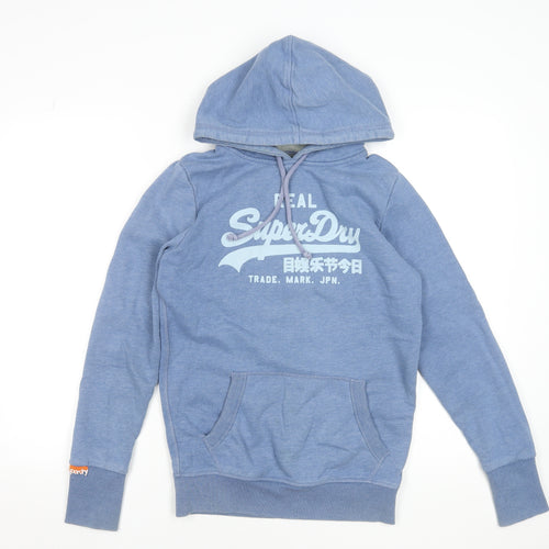 Superdry Men's Blue Pullover Hoodie Size S Vintage Logo Sweatshirt
