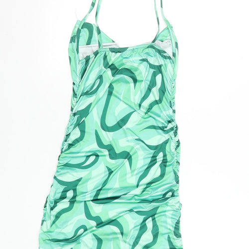 PrettyLittleThing Women’s Green Camouflage Ruched Bodycon Dress Size 14