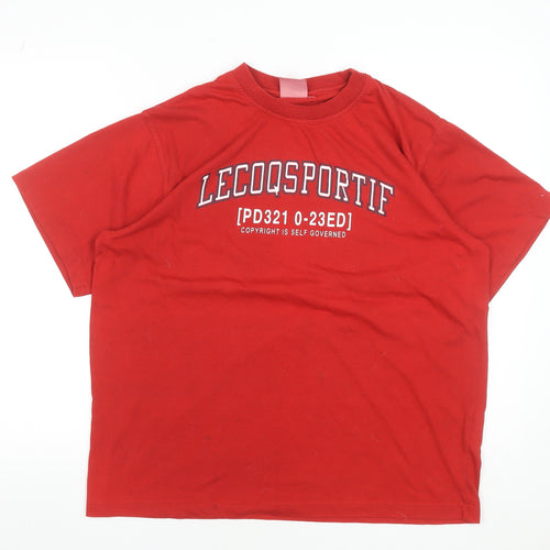 Le Coq Sportif Men's Red Logo Graphic T-Shirt Size L