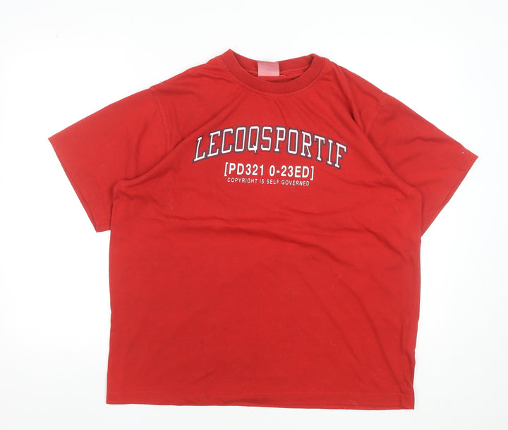 Le Coq Sportif Men's Red Logo Graphic T-Shirt Size L