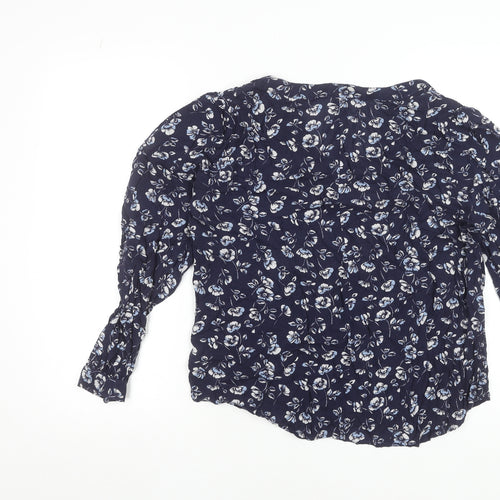 GAP Women's Blue Floral Viscose Tunic Blouse Long Sleeve Size L